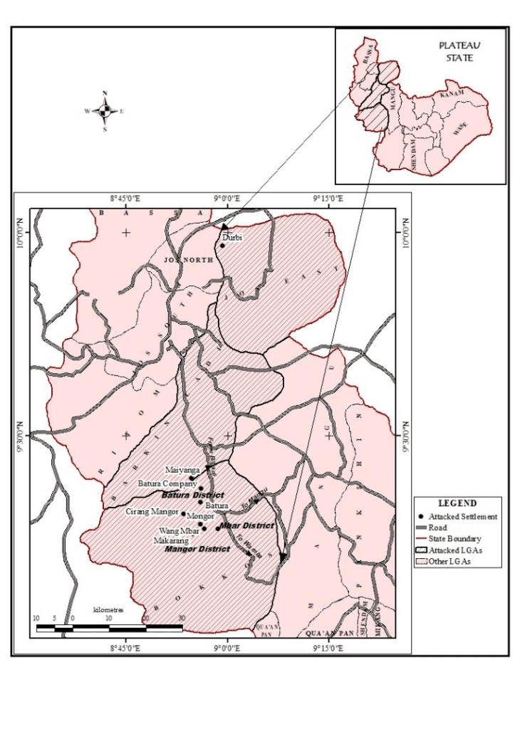Map of Black Christmas attack zone showing 9 of the population centers taken over. Map courtesy of Stefanos Foundation.