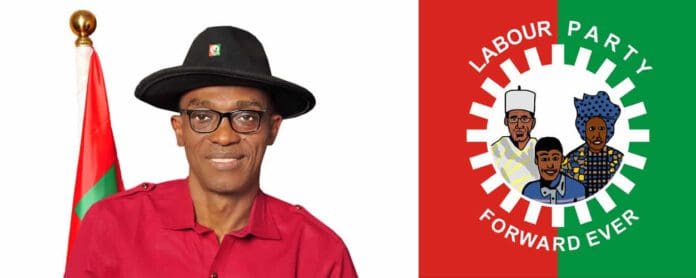 LP national chairman Julius Abure and party logo. Photo credit: X/@NgLabour