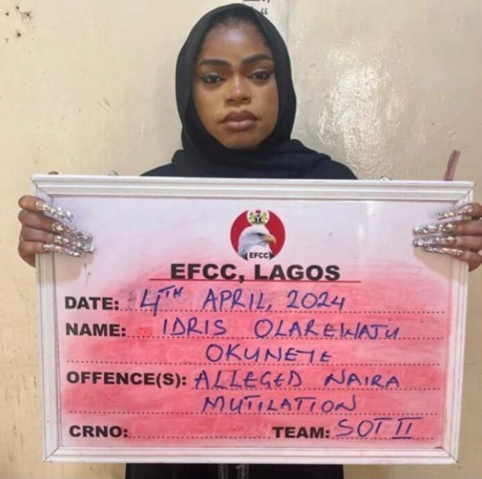 A mugshot of Bobrisky. Photo credit: X/@OfficialEFCC