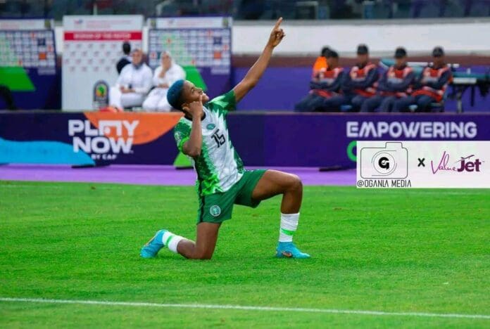 Super Falcons captain Rasheedat Ajibade. Photo credit: X/@OgaNlaMedia
