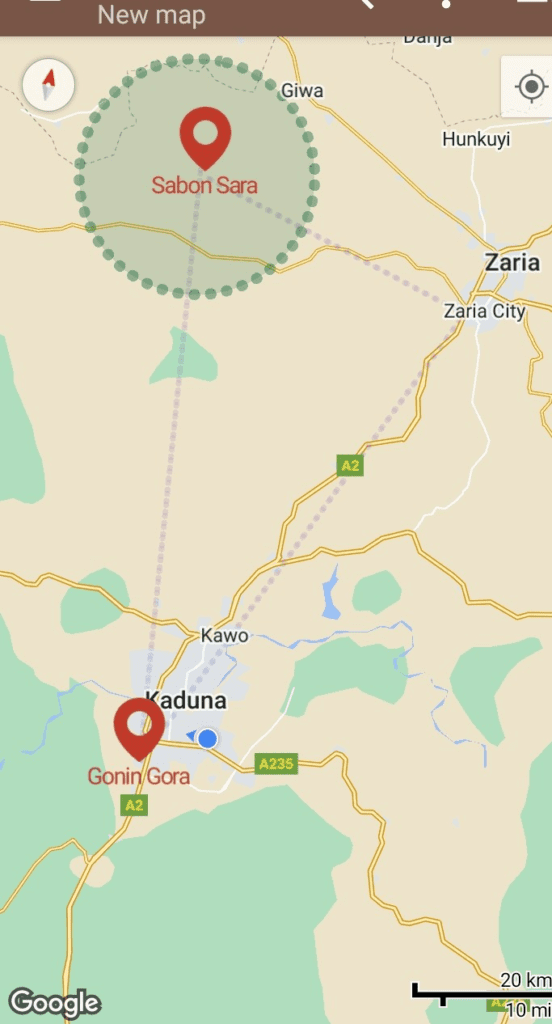 Map Shows site of hostage ordeal for 37 days of so and so.  credit: Luka Binniyat  