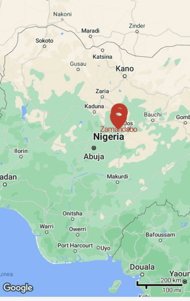 Map showing Zamandabo Town in Kaduna. Credit: Luka Binniyat.