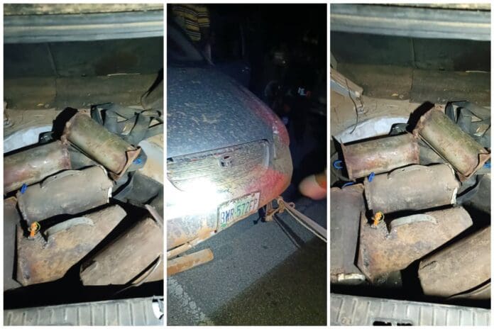 Picture showing vehicle abandoned by Boko Haram terrorists with IEDs. Photo credit: Zagazola Makama.