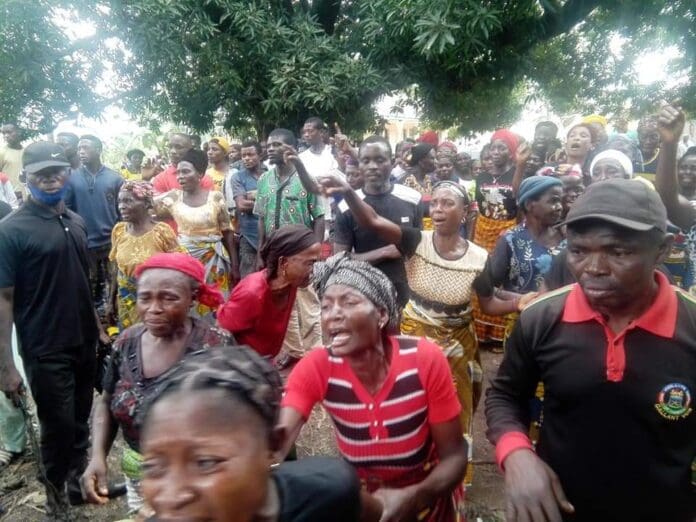 Mothers in Ayati mourning the killing of 50 Ayati Residents: credit Mike Odeh James.