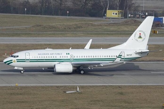 A Nigerian presidential jet. Photo credit: X/@empror24.