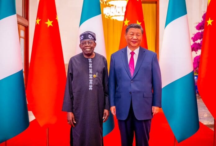 President Bola Tinubu and President Xi Jinping in Beijing. Photo credit: X/@officialBAT.