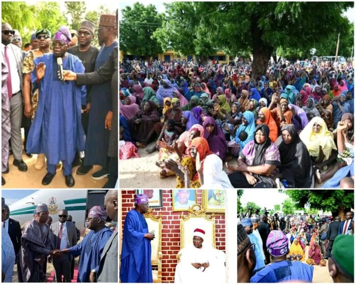 Moments of President Bola Tinubu's Maiduguri visit. Photos credit: Facebook/Enenche Enenche.