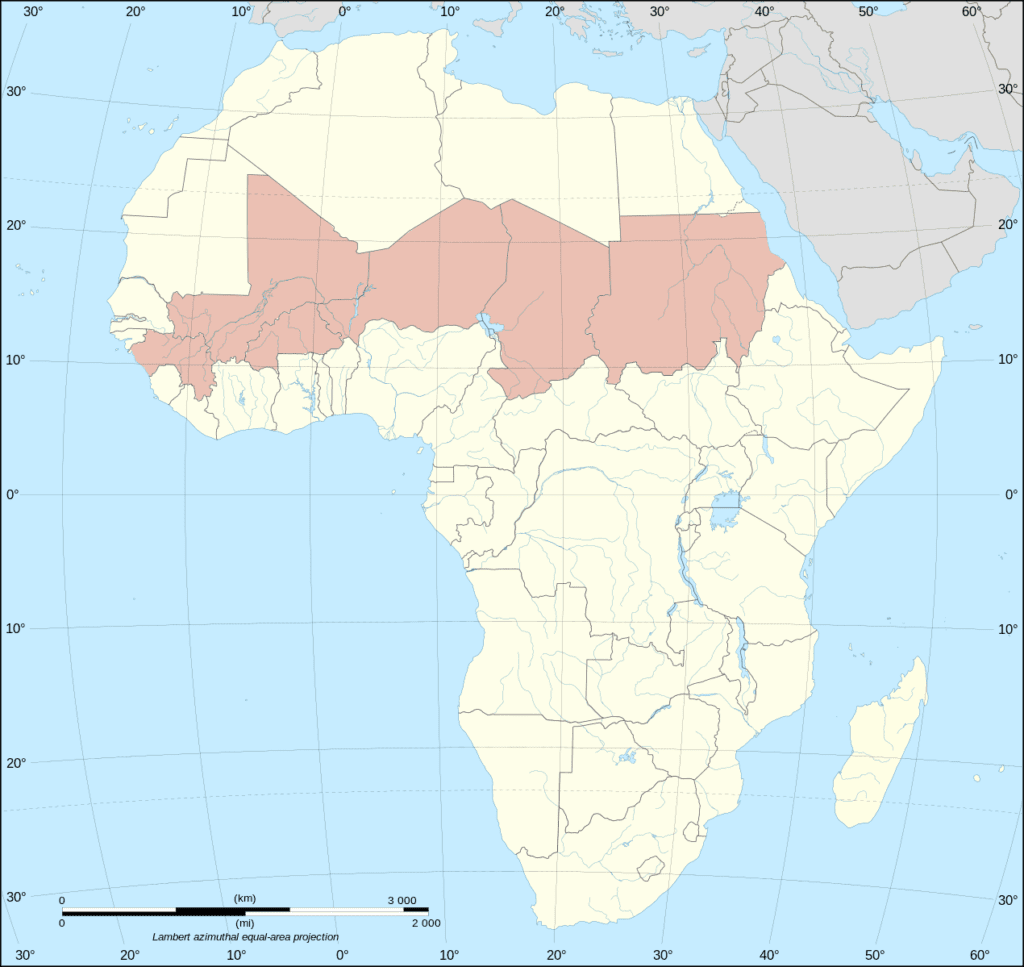 Map of the Sahel in Africa: Wikimedia Commons.