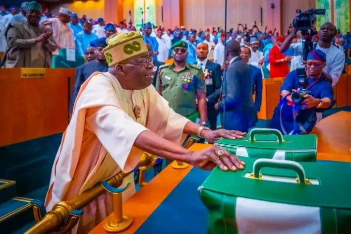 President Bola Tinubu presenting the 2025 national budget to the National Assembly on Wednesday. Photo credit: Facebook/Bayo Onanuga.
