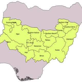 Map of Nigeria, showing middle Belt Region Credit: Google.