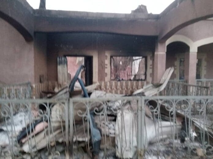 Burnt images of St. Paul Catholic Parish Aye-Twar Credit: Katsina-Ala Catholic Diocese Media.