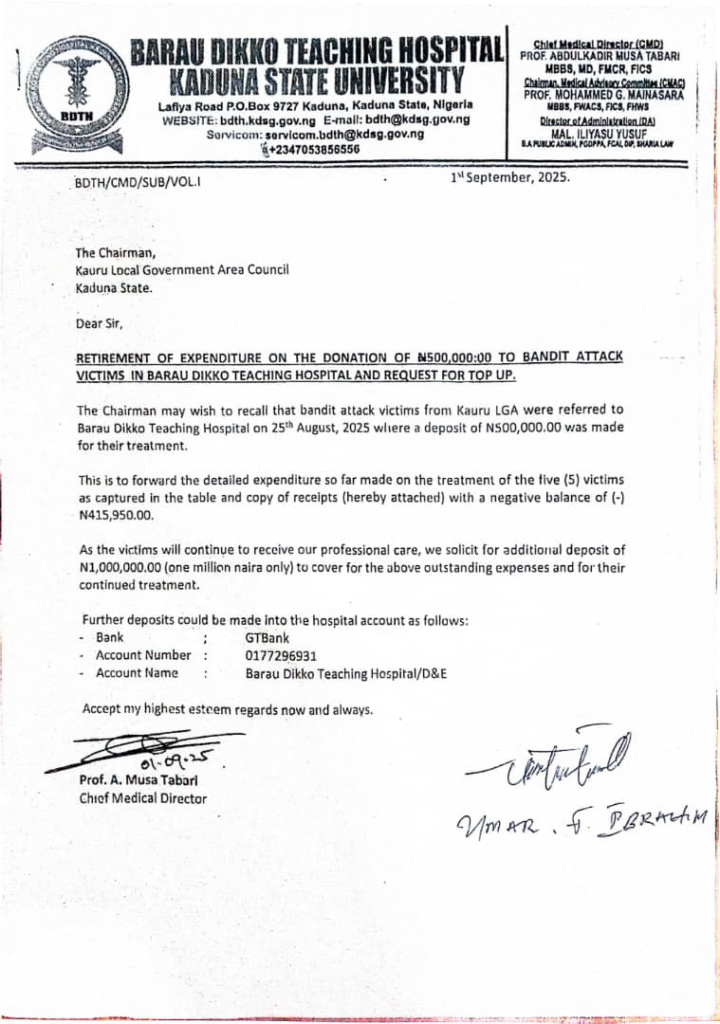 Copy of the letter given to Raphael by the Hospital. 