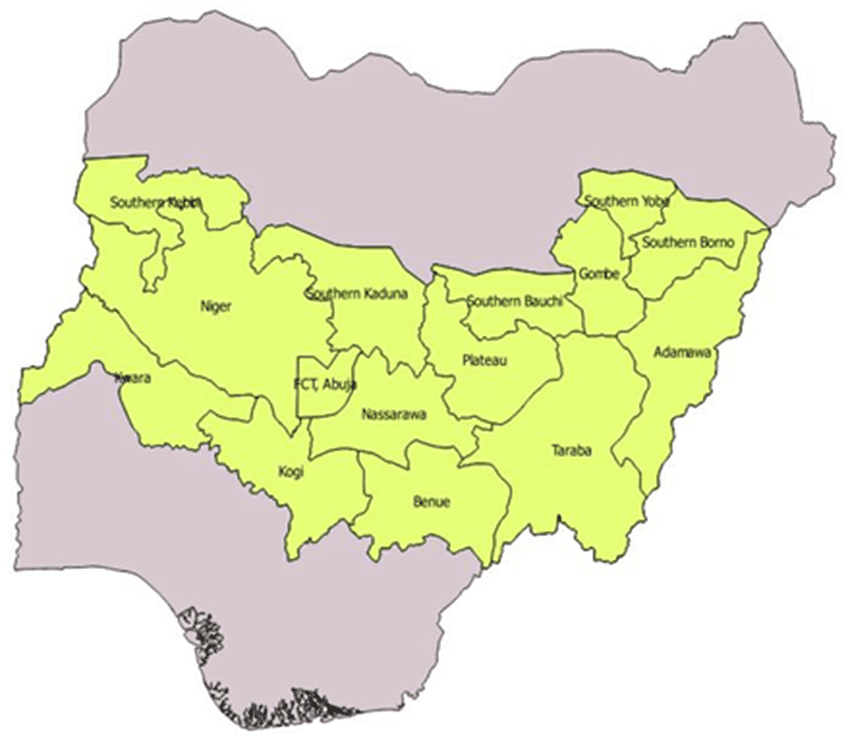 Map of the Middle Belt. Map by ResearchGate. 