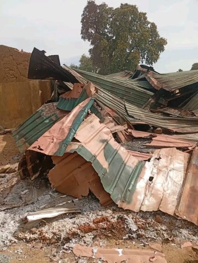 Burnt EYN Church (Church of Brethren in Nigeria) in Pemi village, of Chibok county November 11th, 2025 (Credit: Pastor Markus Saidu).