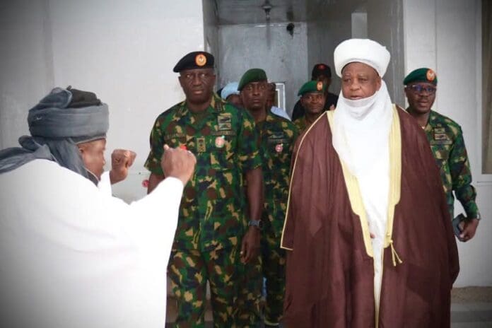 The COAS arrival at the palace of the Sultan in Sokoto on boxing day. Credit: TheCable