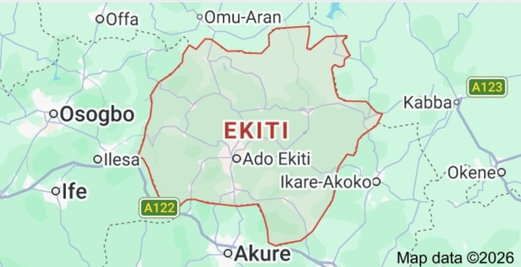 Map of Ekiti state. Picture Courtesy: Map Data.