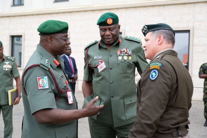 Lt. Gen. John Brennan (right) meets in Abuja during January 2026 with Nigeria's top military leaders including Chief of the Defence Staff General Olufemi Olatubosun Oluyede. Photo: US Africa Command on X.