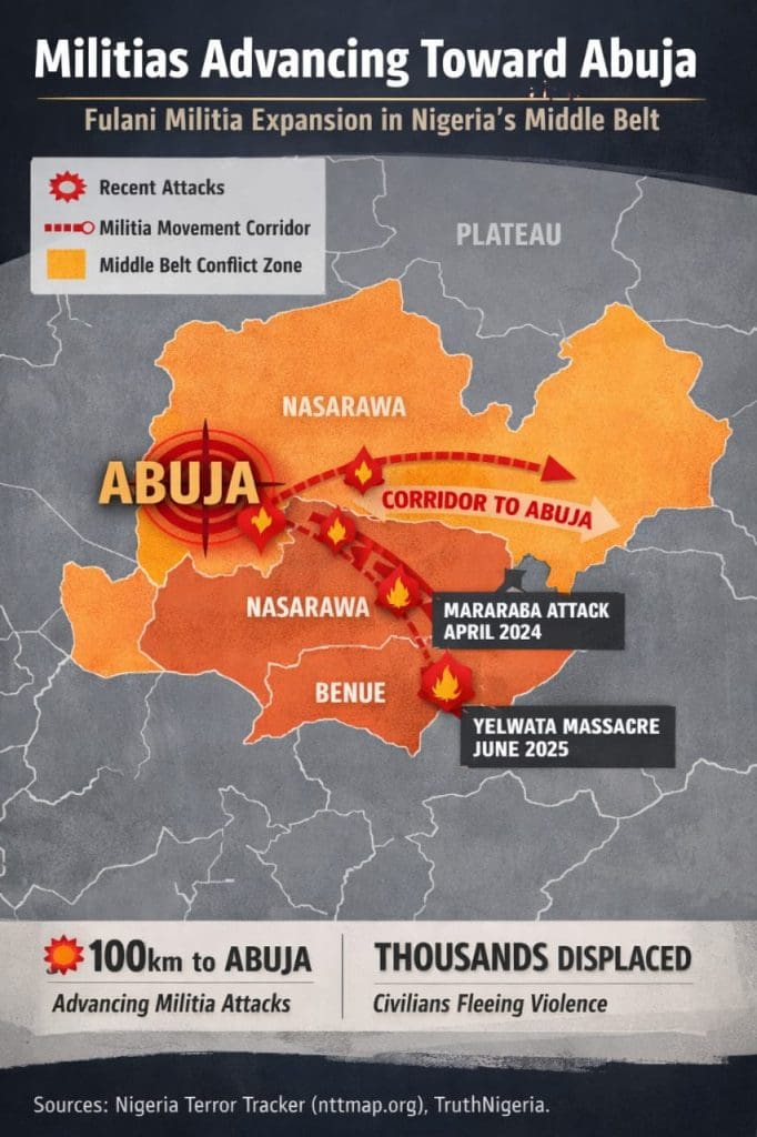 Map showing Nasarawa state's proximity to Abuja. Picture Courtesy: Onibiyo Segun.