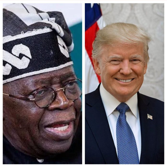 Picture: President Tinubu of Nigeria and President Trump of the United States of America. Picture Courtesy: Modupe Gbadeyanka media.