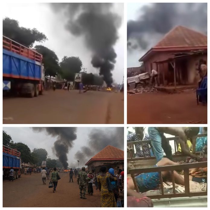 Otukpo-Agatu Federal Highway blocked by Christian Youths on Tuesday, July 14, 2026 at Ogobia Junction as Fulani killed two more Christians in Ondo-Ugboju. Credit: Joshua Oche